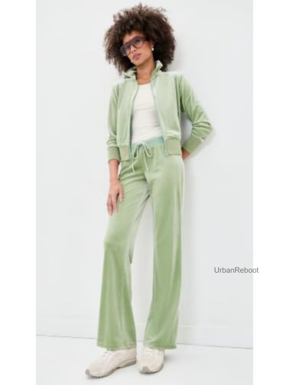 Mid-Weight Stretch Velour Track Pants Low Rise Drawstring - Picture 4 of 6